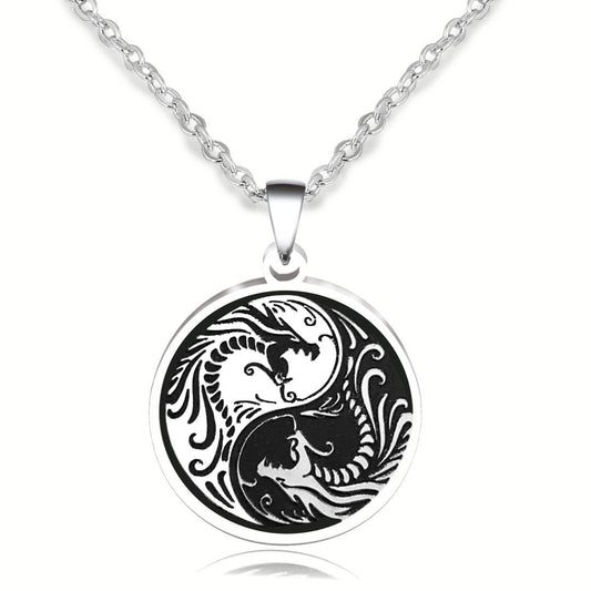 Black And White With Boy Meets Girl Pendant Necklace Stainless Ornament